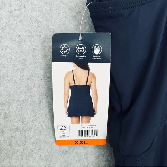 Lands End V Neck Tulip Wrap One Piece Swimsuit Swim Dress Size XXL Blue New - Picture 7 of 14